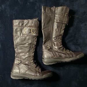 Joy and peace leather lace up boots brown